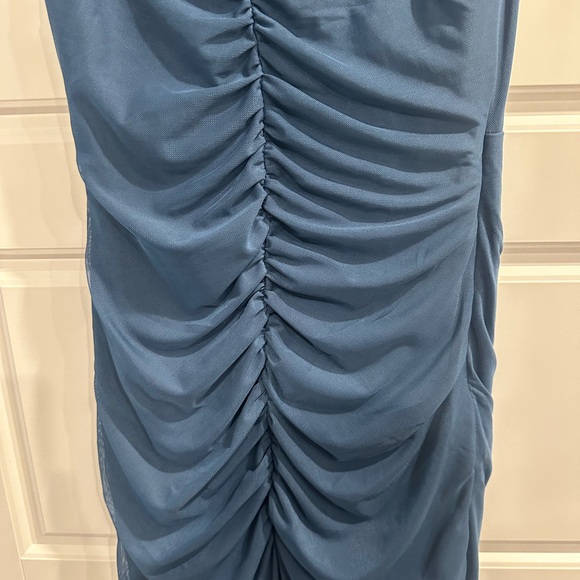 Lulu’s Size Medium Aveline Dark Slate Jersey Knit Ruched Bodycon Maxi Dress - Picture 9 of 12